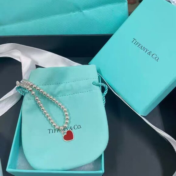 Tiffany & Co. Accessories - Tiffany Red Heart Enamel Sterling Silver Bracelet